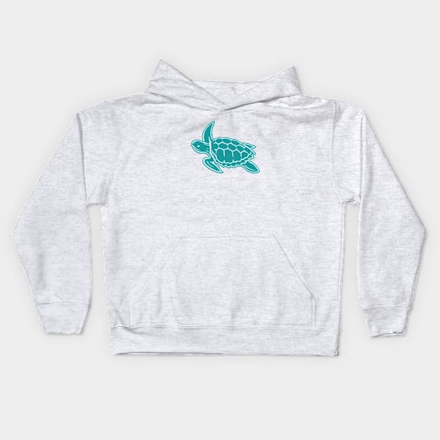 Sea Turtle Line Drawing Kids Hoodie by shaldesign